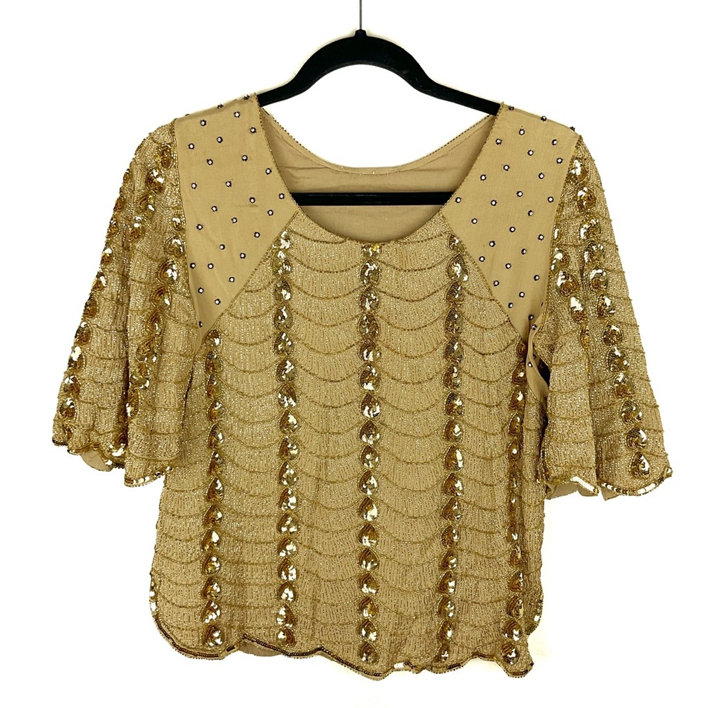 Vintage Gold Beaded and Sequin Top